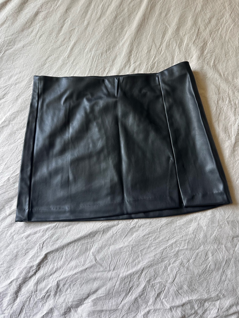 H&M Black Faux Leather Pencil Mini Skirt
